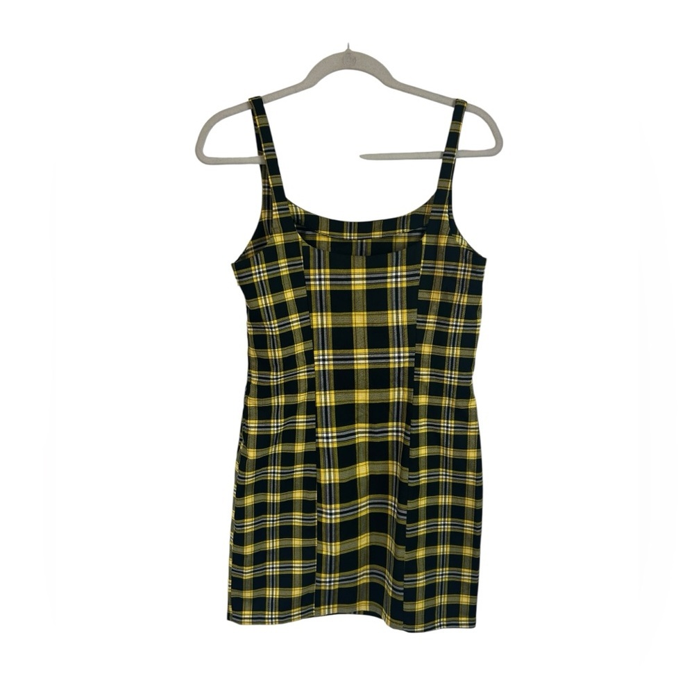 H&M Divided Yellow & Black Plaid Jumper Dress Stretch Womens Sz Medium NWT - Picture 3 of 10